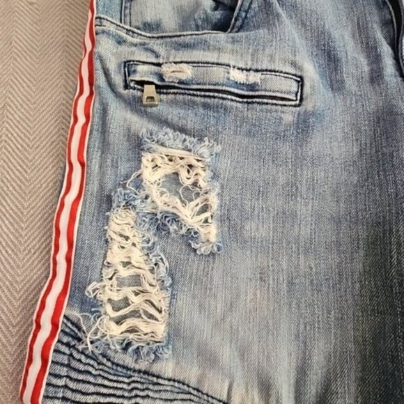 Rue21 Premium Jeans Men's 32x34 Skinny Supreme Flex Distressed Racing Stripe - Picture 10 of 16